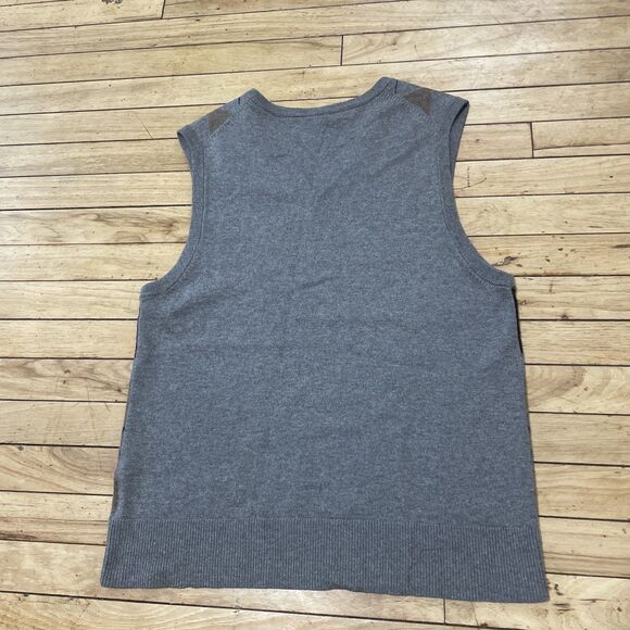 GAP Argyle Sweater Vest Wool Blend Men S Gray Brown Knit V Neck Pullover S 38" - Picture 2 of 16